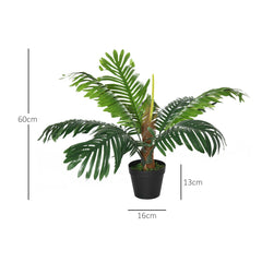 Outsunny 2 Pack 60cm Artificial Palm Tree Decorative Plant with Nursery Pot, Fake Tropical Tree for Indoor Outdoor D√É¬©cor