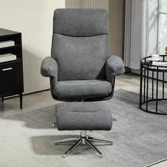 HOMCOM Velvet-Feel Recliner Chair and Ottoman - Dark Grey