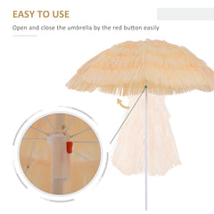 Outsunny 1.6m Patio Garden Hawaii Beach Sun Umbrella Sunshade Hawaiian Folding Tilting Crank Parasol (Wheat)