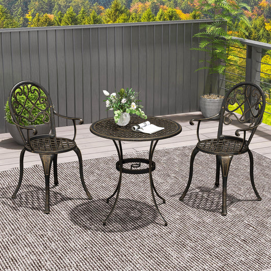 Outsunny Three-Piece Elegant Aluminium Garden Set - Bronze Tone