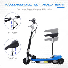 HOMCOM Foldable Electric Scooter for Kids 12V 120W W/Brake Kickstand -Blue