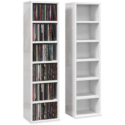 HOMCOM Set of Two 102 CD Storage Units - High Gloss White