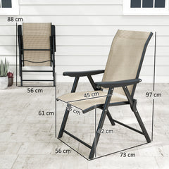 Outsunny Set of Two Folding Outdoor Chairs - Brown/Black