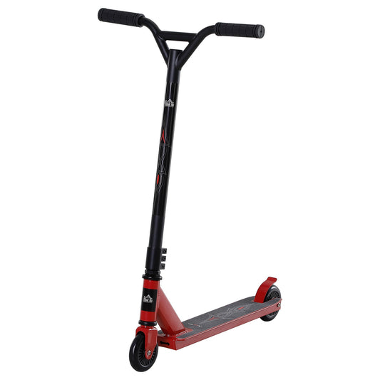 HOMCOM Street Stunt Scooter Intermediate and Beginner Freestyle Tricks Scooters For 14+ Teens Adult w/ Rear √è‚Ä†10cm Wheel & Brake - Red