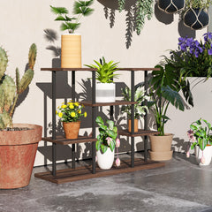 Outsunny Four-Tier Wooden Shelf Plant Stand