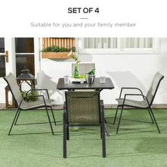 Outsunny Four-Piece Stacking Rattan Garden Seat Set - Mixed Grey