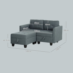 HOMCOM 'L' Shape Modular Storage Sofa - Dark Grey