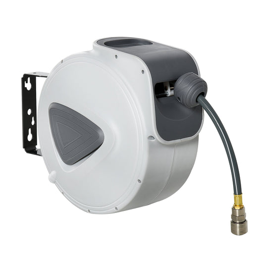 DURHAND Retractable Air Hose Reel 10m+ 90cm Hose Diameter 3/ 8" 9.5mm, Hose Connector 1/ 4" BSP, Wall Mount Auto Rewind Hose- Reel