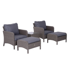 Outsunny 2-Seater Rattan Furniture Set, Steel Frame-Grey