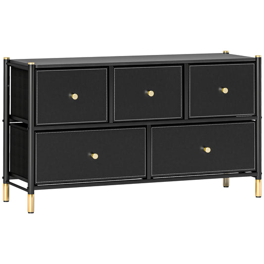 HOMCOM Faux Leather Front Chest of Drawers - Black