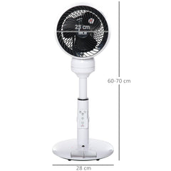 HOMCOM 9'' Air Circulator Fan 3 Speed 3 Mode, 70√Ç¬∞ Oscillation 90√Ç¬∞ Vertical Tilt, Height Adjustable, Remote Controller, for Living Room, Bedroom, Office, Black and White