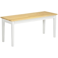 HOMCOM 102 cm Wood Dining Bench for 2 People, Wooden Bench for Kitchen, Dining Room, Entryway, White