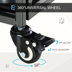 قفص كلاب معدني من PawHut مع باب وعجلات قابلة للقفل وصينية قابلة للإزالة وغطاء قابل للفتح للحيوانات الأليفة الكبيرة 109.5 × 71 × 78 سم