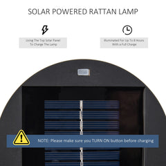 مصابيح خارجية تعمل بالطاقة الشمسية من Outsunny Patio Garden PE Rattan مصنوعة من الراتنج المنسوج من الخوص تعمل بالطاقة الشمسية وتعمل تلقائيًا للشرفة والفناء والحديقة والفناء الداخلي والخارجي، باللون البني