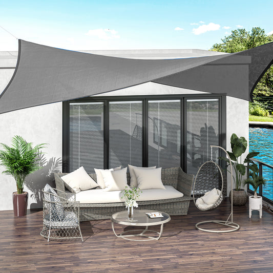 Outsunny 4 x 3m Sun Shade Sail HDPE Rectangle Canopy Outdoor Sunscreen Awning with Mounting Ropes for Garden, Patio, Party, UV Protection, Charcoal Grey