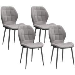 HOMCOM Set of Four Flannel Relaxed Tub Dining Chairs - Light Blue