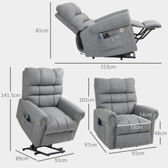 HOMCOM Rise and Recline Electric Massage Armchair - Grey