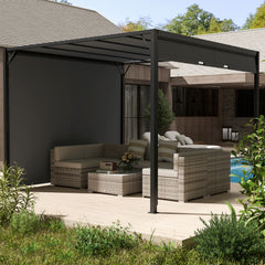 Outsunny 3 X 3 Meters Pergola with Retractable Roof, Garden Gazebo with Adjustable Sun Shade Canopy and Steel Frame, Charcoal Grey