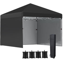 Outsunny 3 x 3 (M) Pop Up Gazebo Event Shelter, Height Adjustable Party Tent with 3 Sidewalls, Weight Bags and Wheeled Bag