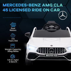 AIYAPLAY Mercedes-Benz AMG CLA 45 Licensed 12V Kids Electric Car Ride on Car w/ Remote, Suspension Lights Music Horn - White