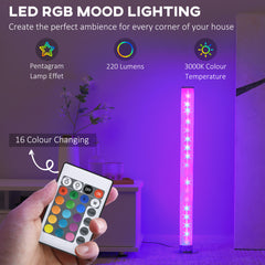 مصباح أرضي HOMCOM RGB، مصباح زاوية قابل للتعتيم مع جهاز تحكم عن بعد وتأثيرات 16 لونًا، إضاءة LED عصرية لغرفة المعيشة وغرفة النوم وغرفة الألعاب، أقصى طاقة 5 وات