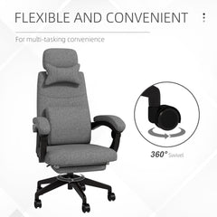 Vinsetto Linen-Look Office Chair, with 160√Ç¬∞ Reclining Back and Footrest - Grey