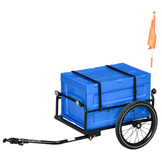 HOMCOM 65L Steel Frame Bike Trailer Storage Box - Blue