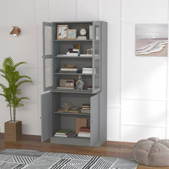 HOMCOM Double Storage Display Cabinet - Grey