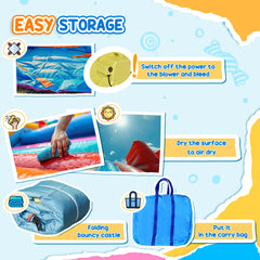 Outsunny 4 in 1 Kids Bouncy Castle Large Sailboat Style Inflatable House Slide Trampoline Water Pool Climbing Wall with Blower Carrybag for Kids Age 3-8, 2.65 x 2.6 x 2m