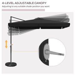 Outsunny 3m Cantilever Parasol, with Four-Position Canopy - Grey