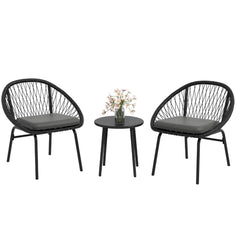 Outsunny Three-Piece Rattan Bistro Set - Black