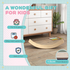 AIYAPLAY Wooden Balance Board for Children 3-8 Years Old, Natural Tone