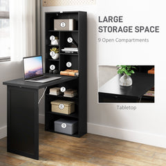 HOMCOM Three-Part Work Desk, with Storage and Chalkboard - Black