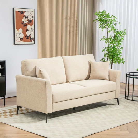 HOMCOM Three-Seater Linen-Look Sofa - Beige