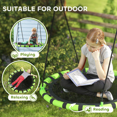 AIYAPLAY 100 cm Diameter Kid Nest Swing Seat with Height Adjustable Ropes for Outdoor Indoor, Black