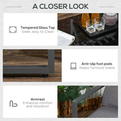 طقم أريكة حديقة مكون من 4 قطع من Outsunny، كرسيان بذراعين فرديان، مقعد واحد وطاولة جانبية، أثاث فناء بإطار من الألومنيوم مع وسائد، رمادي