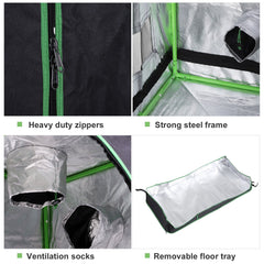 Outsunny Mylar Hydroponic Grow Tent with Adjustable Vents and Floor Tray for Indoor Plant Growing, 60 x 60 x 140cm