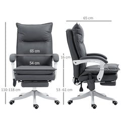 Vinsetto Vibration Massage Office Chair with Heat, Ergonomic Computer Desk Chairs, Faux Leather Desk Chair with Footrest, Armrest and Reclining Backrest, Charcoal Grey