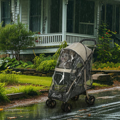 PawHut Pet Stroller for Small and Miniature Dogs, with Rain Cover - Khaki