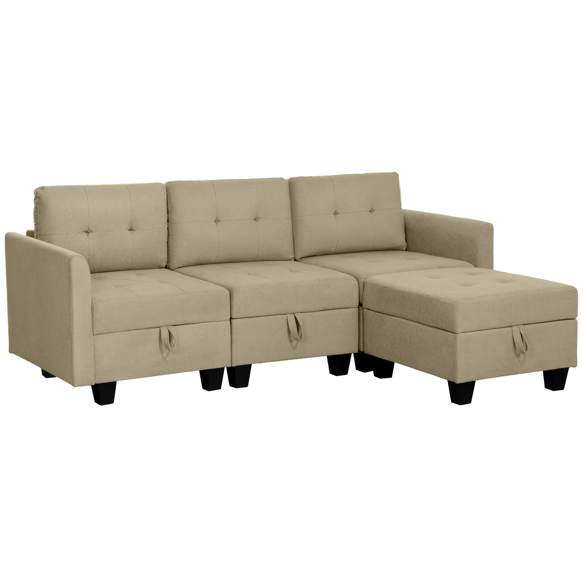 HOMCOM 'L' Shape Modular Sofa, with Storage - Light Brown