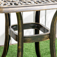 Outsunny Outdoor Patio Side Table with 38mm Dia. Umbrella Hole, Cast Aluminium Patio coffee Table, 54 x 54cm, Bronze Tone