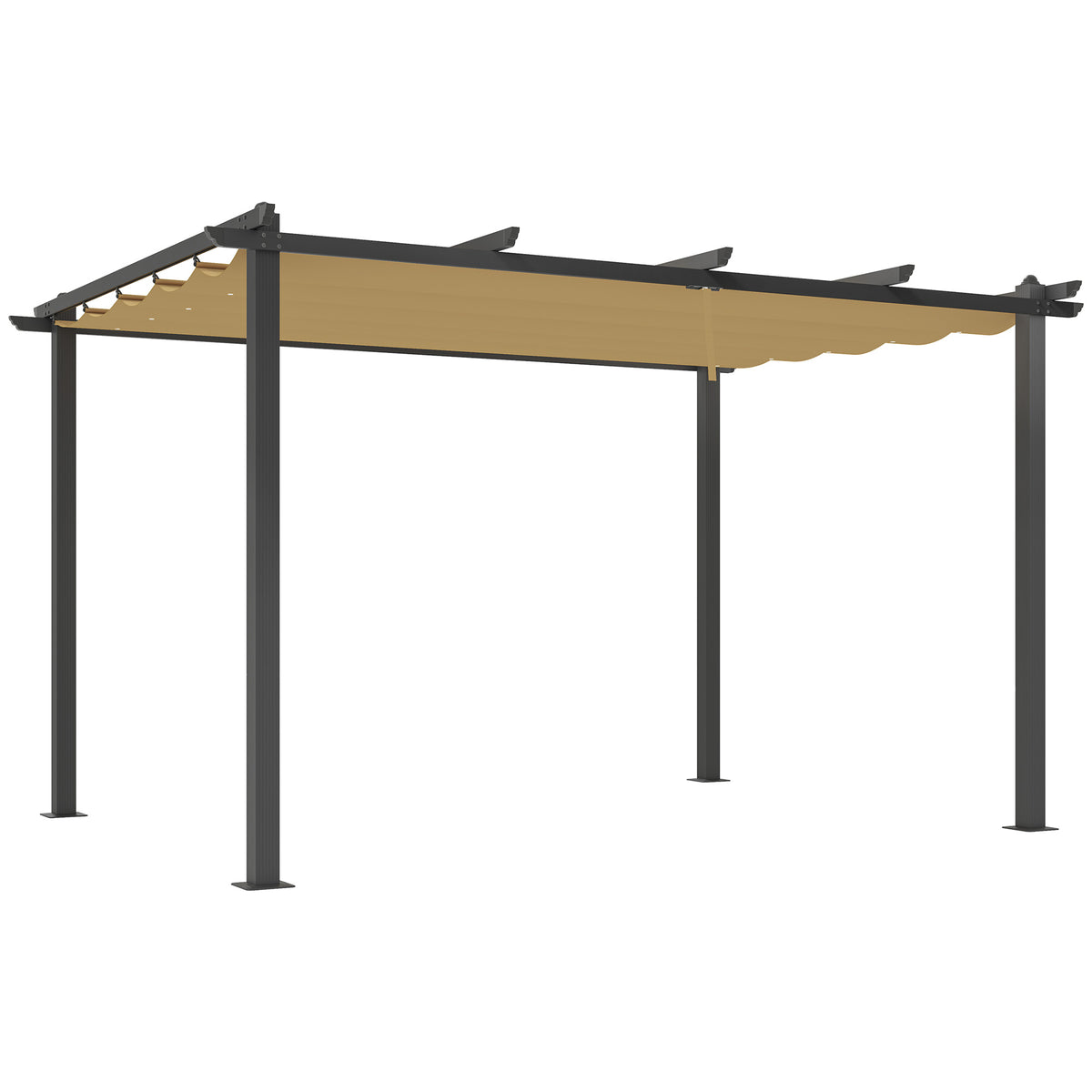 Outsunny 3 x 4m Aluminium Pergola, with Retractable Roof - Khaki