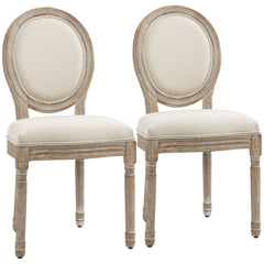 HOMCOM Set of Two French-Inspired Wooden Dining Chairs - Cream