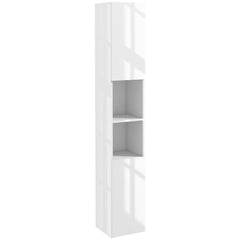 kleankin Freestanding Bathroom Cabinet, High Gloss Storage Cabinet with Doors and Adjustable Shelves, 30 x 30 x 181.5 cm, White