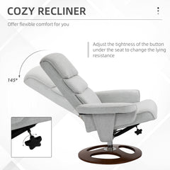 HOMCOM Recliner Chair Ottoman Set 360√Ç¬∞ Swivel Sofa Stool Modern Soft Thick Padding Wood Base Grey