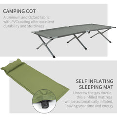 Outsunny Folding Camping Tent Cot, Portable Tent Shelter Combo with Self-Inflating Air Mattress Carry Bag for 1 Person