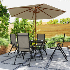 Outsunny Five-Piece Steel Frame Patio Set - Khaki/Black