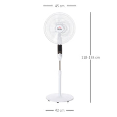 HOMCOM 16'' Pedestal Stand Fan, 3 Speed 3 Mode, 85√Ç¬∞ Oscillation, LED Panel, 3M Remote Controller, Height Adjustable for Living Room, Bedroom, Garage, Office, Black and White