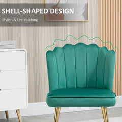 HOMCOM Velvet-Feel Shell Accent Chair - Green