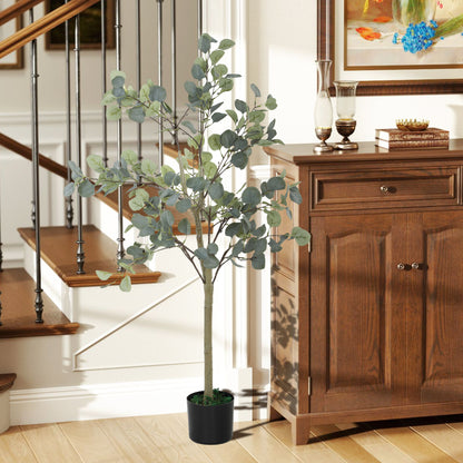 HOMCOM Decorative Artificial Tree, 5ft/ 150cm Silk Eucalyptus Tree with 230 Silver Dollar Leaves in Pot, Fake Plant for Home, Office, Living Room, Indoor Decor